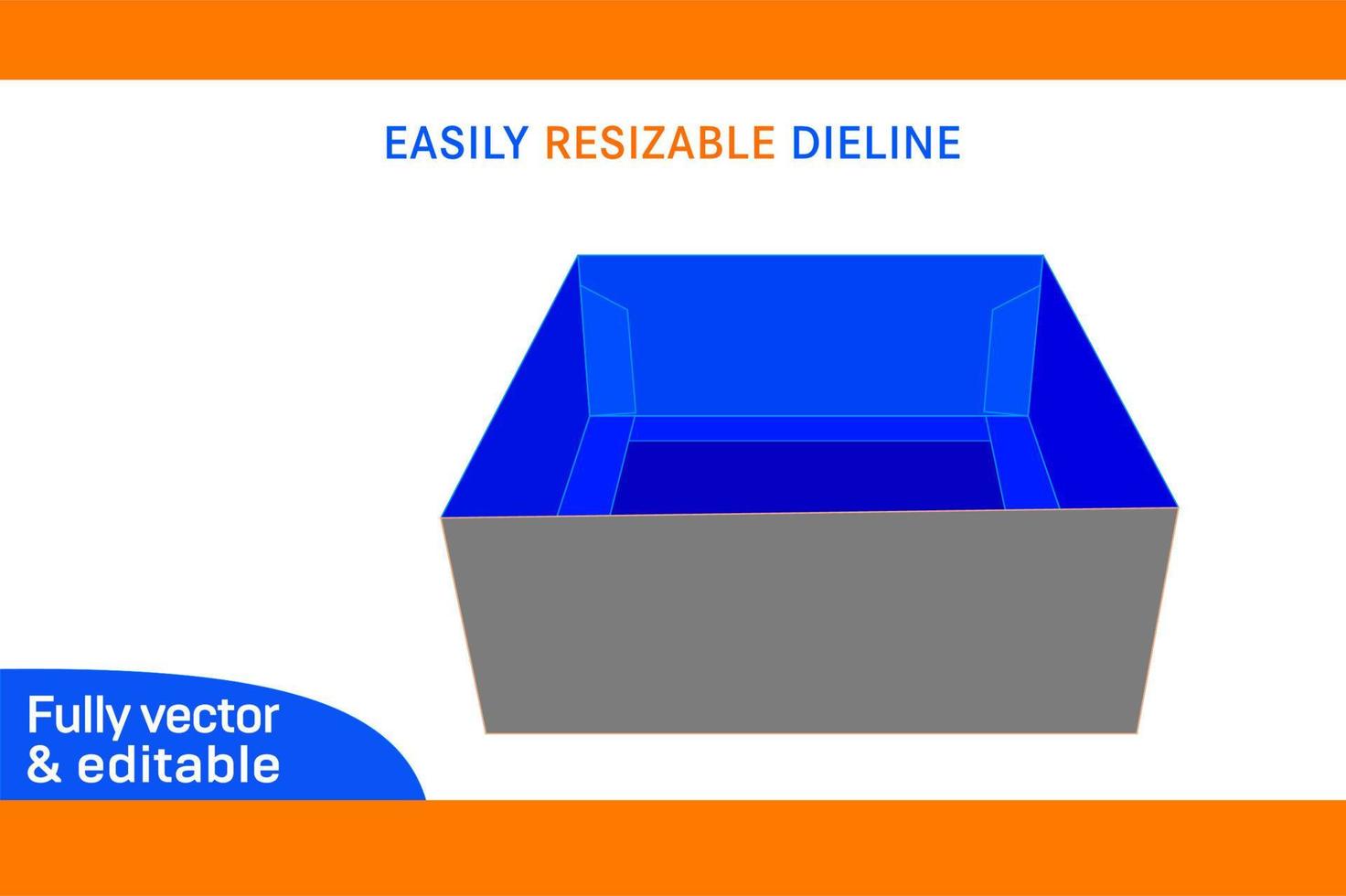 Trays Box, Standard kwikset tray box with reinforcing tabs dieline template and 3D box design 3D box vector