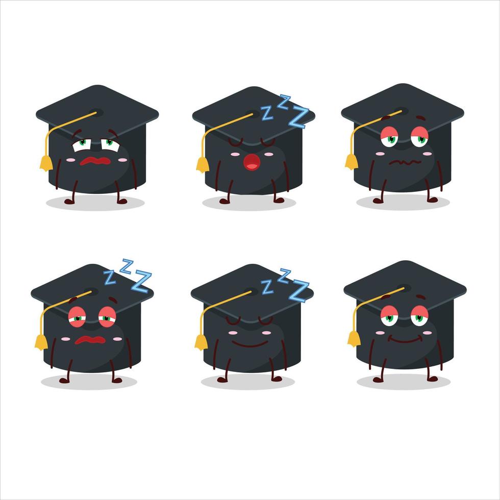 Cartoon character of college hat with sleepy expression vector