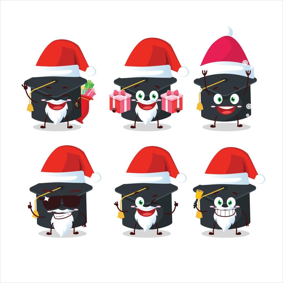 Santa Claus emoticons with college hat cartoon character vector