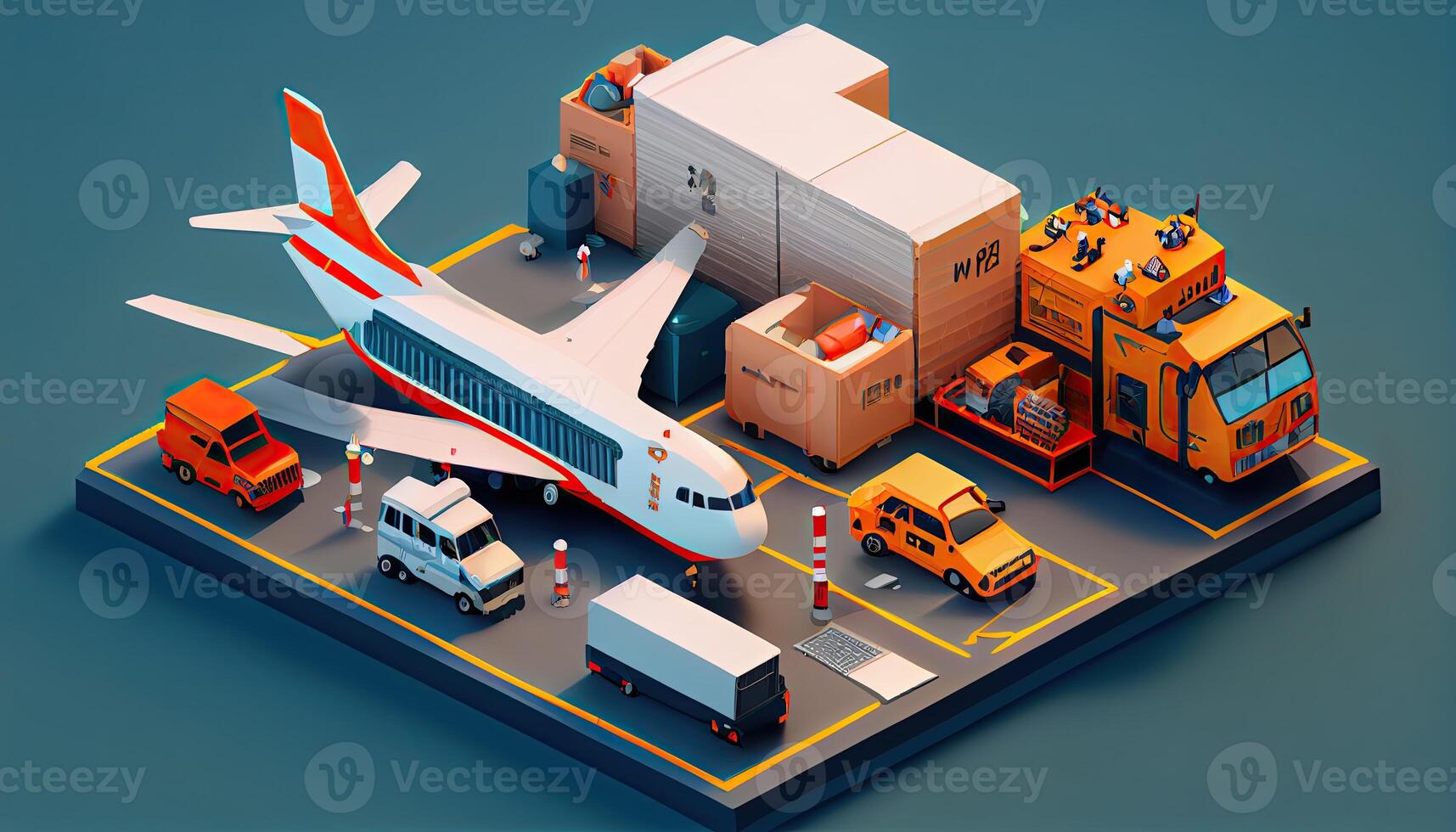 Isometric diorama of a logistic and transportation concept photo