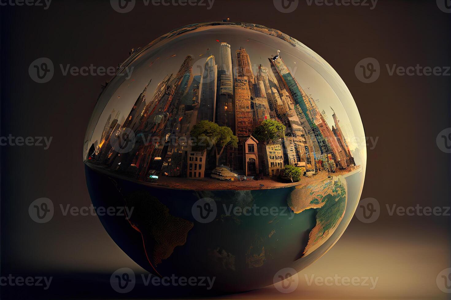 The city grows on the globe photo