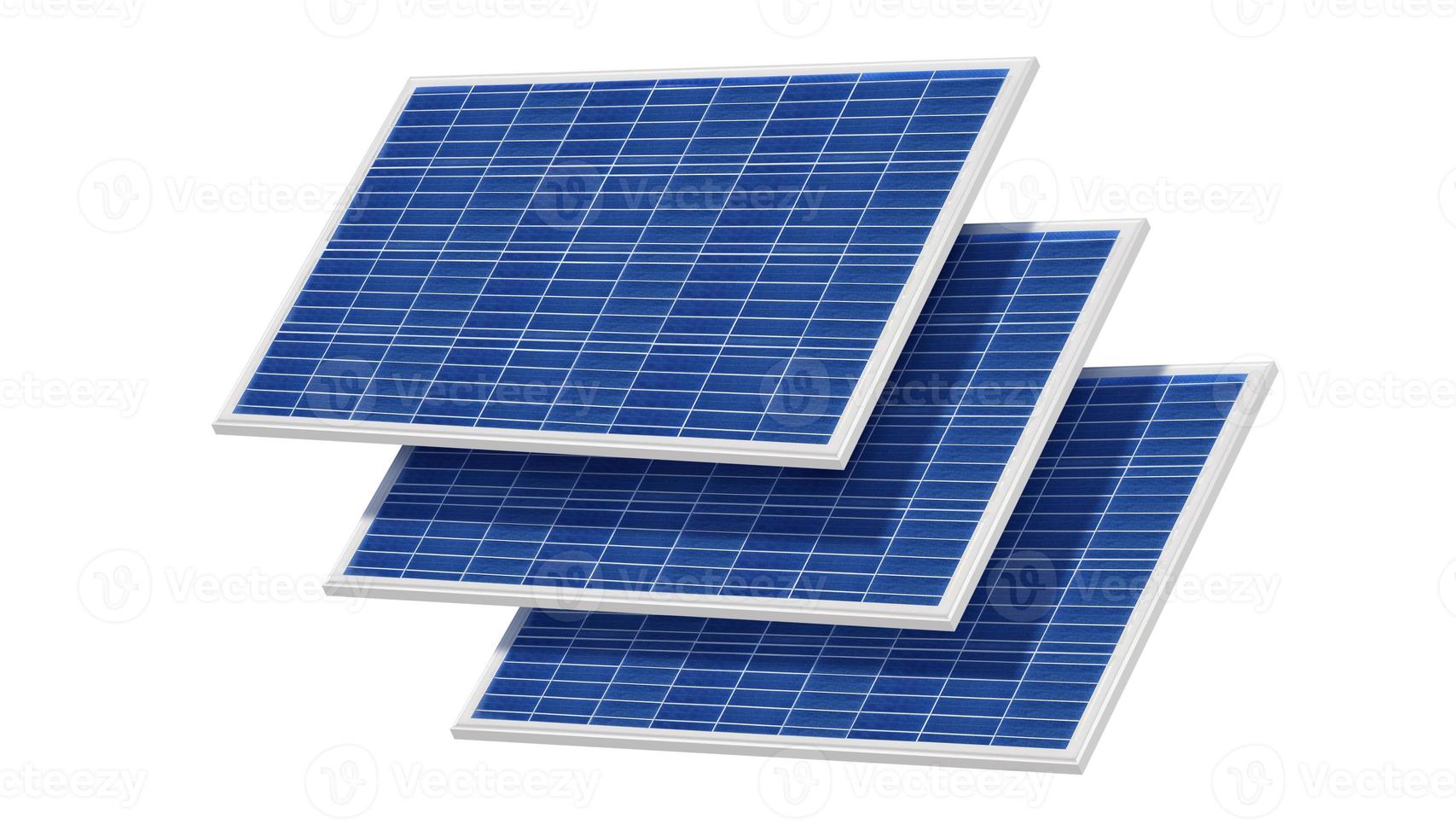 Solar panels in solar farm with sun lighting to create the clean electric power photo