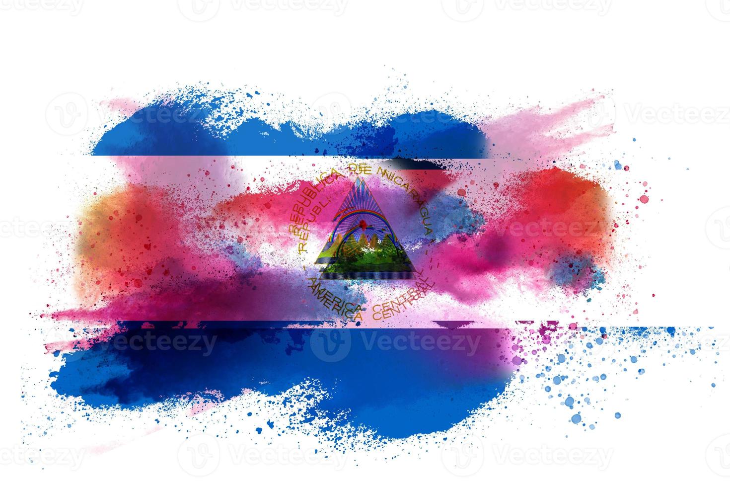 Nicaragua Watercolor Painted Flag photo