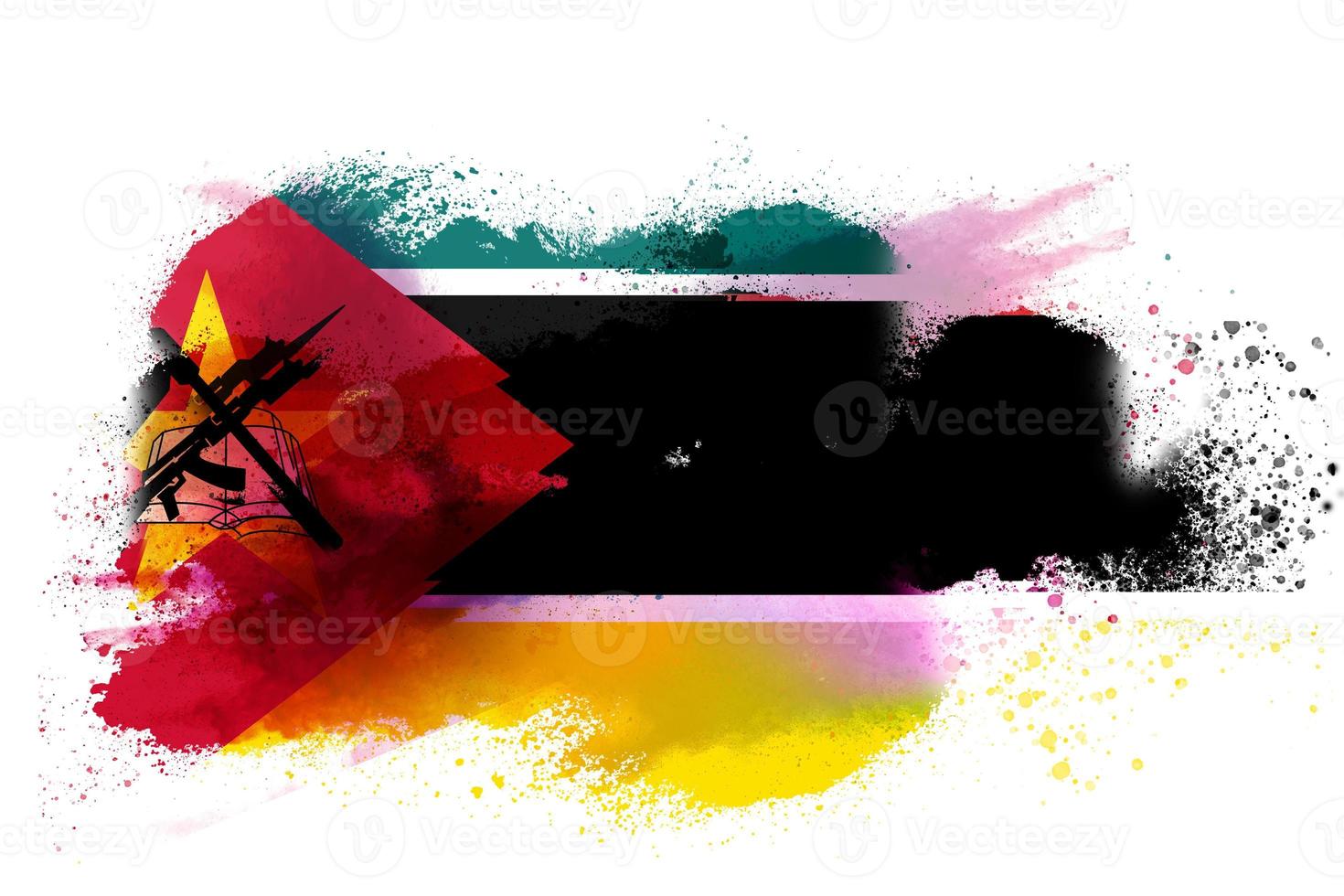 Mozambique Watercolor Painted Flag photo