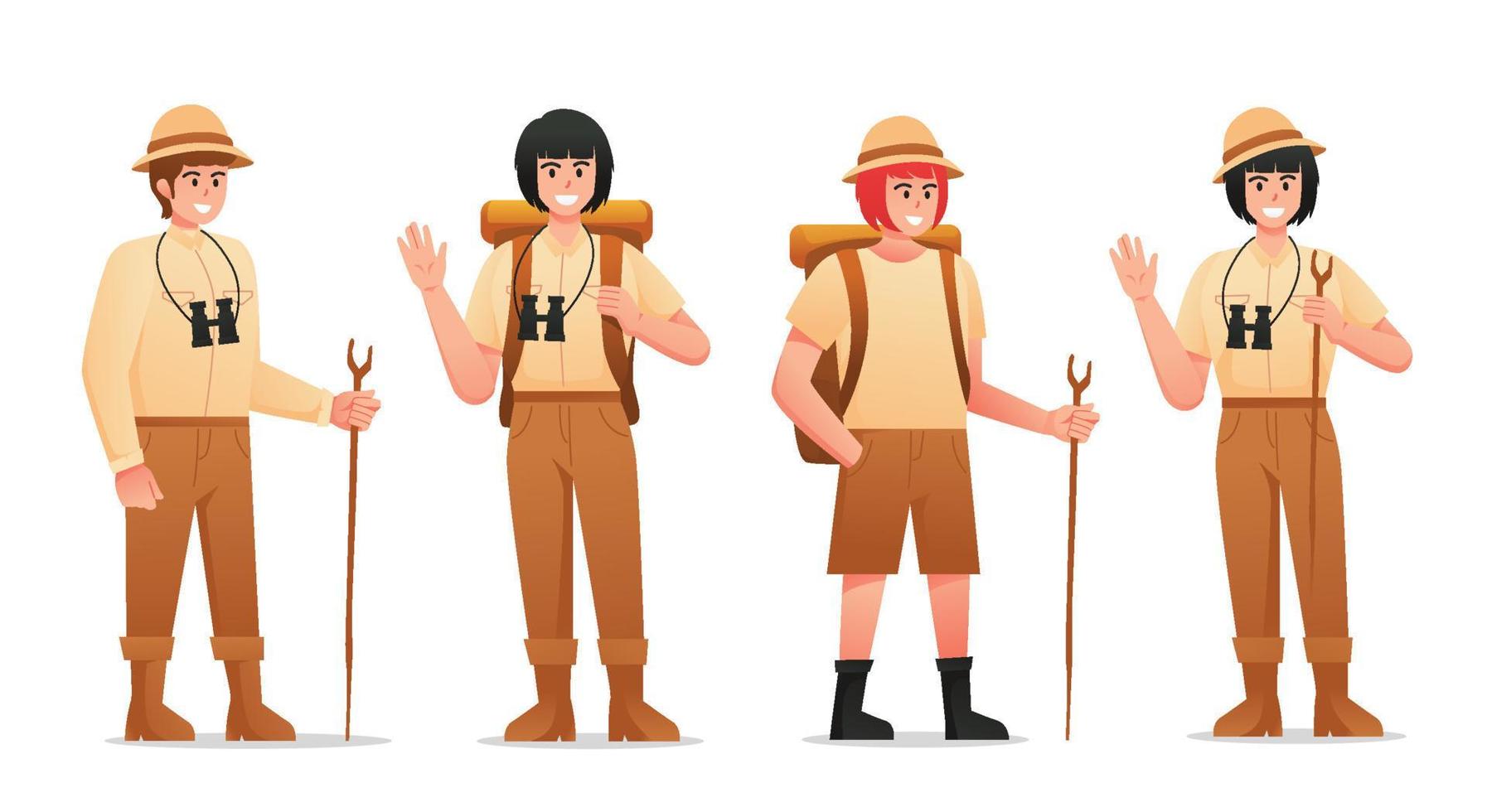 Characters of camping traveling people vector illustration