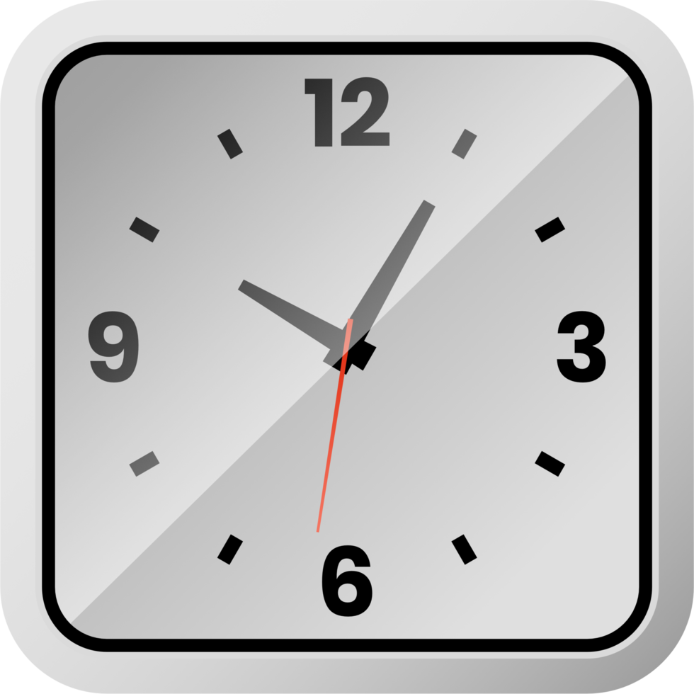 Modern realistic square wall clock. Editable vector format file. png