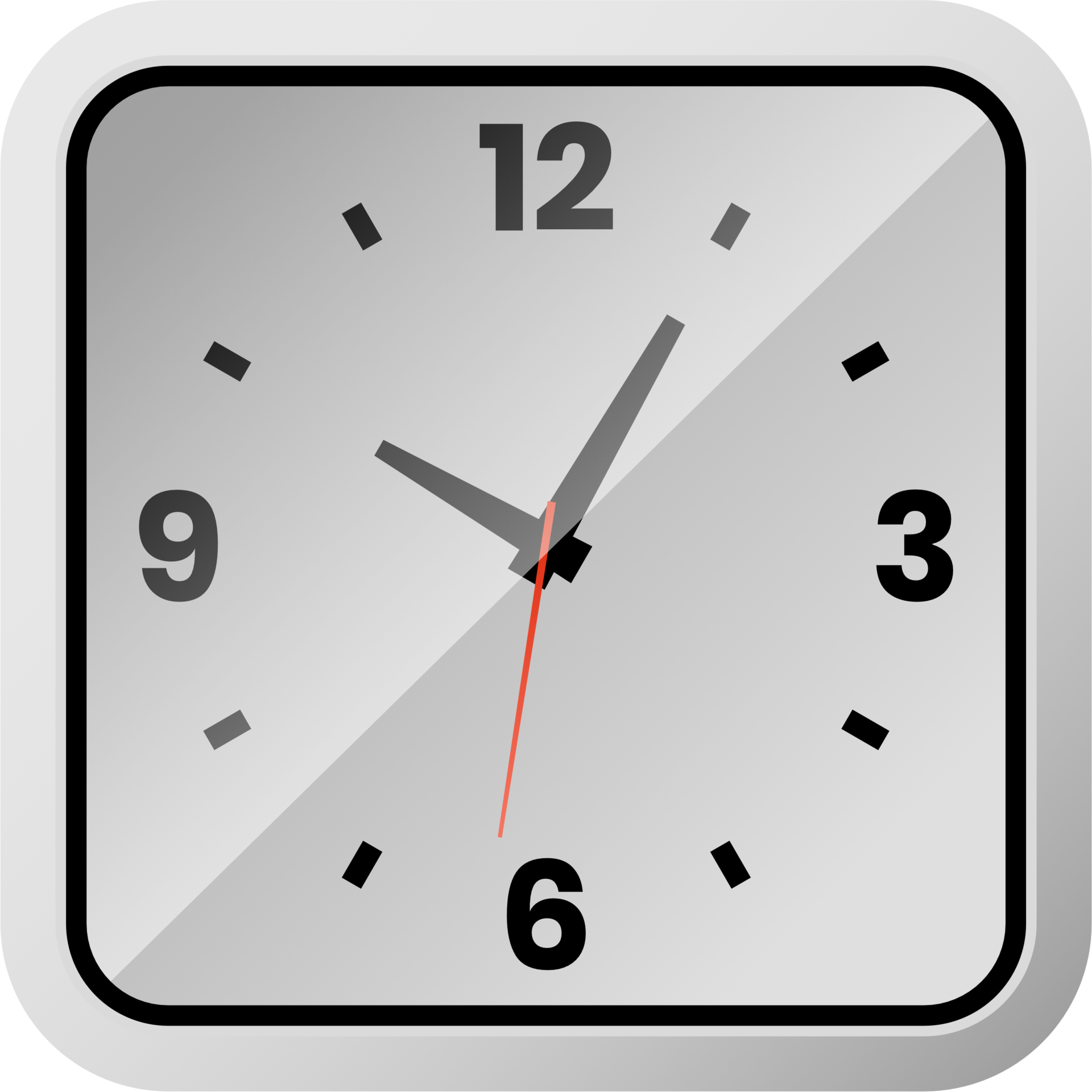 Modern realistic square wall clock. Editable vector format file