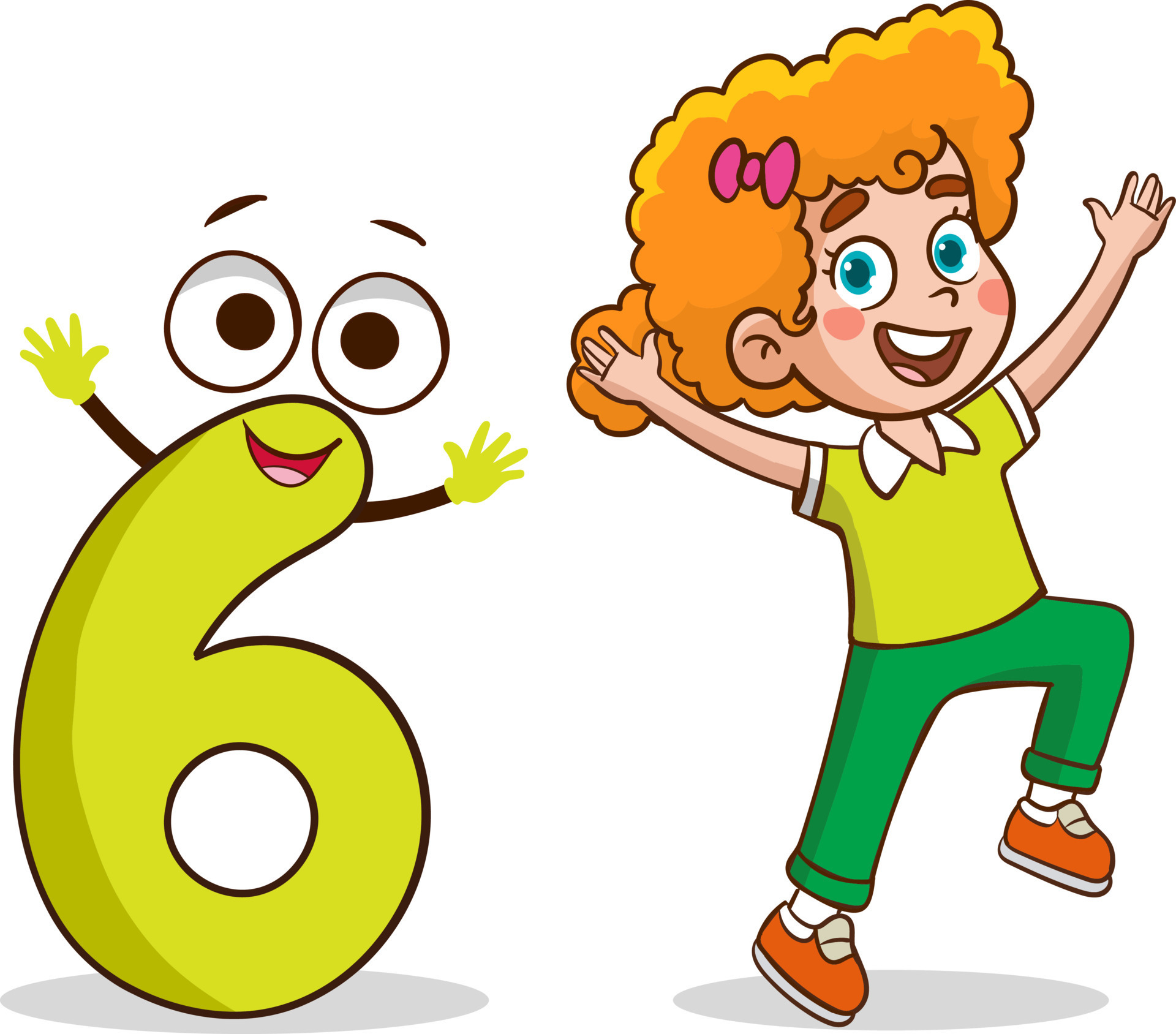 Happy Cute Little Kid Studies Number 6 Character 22723538 Vector Art At 