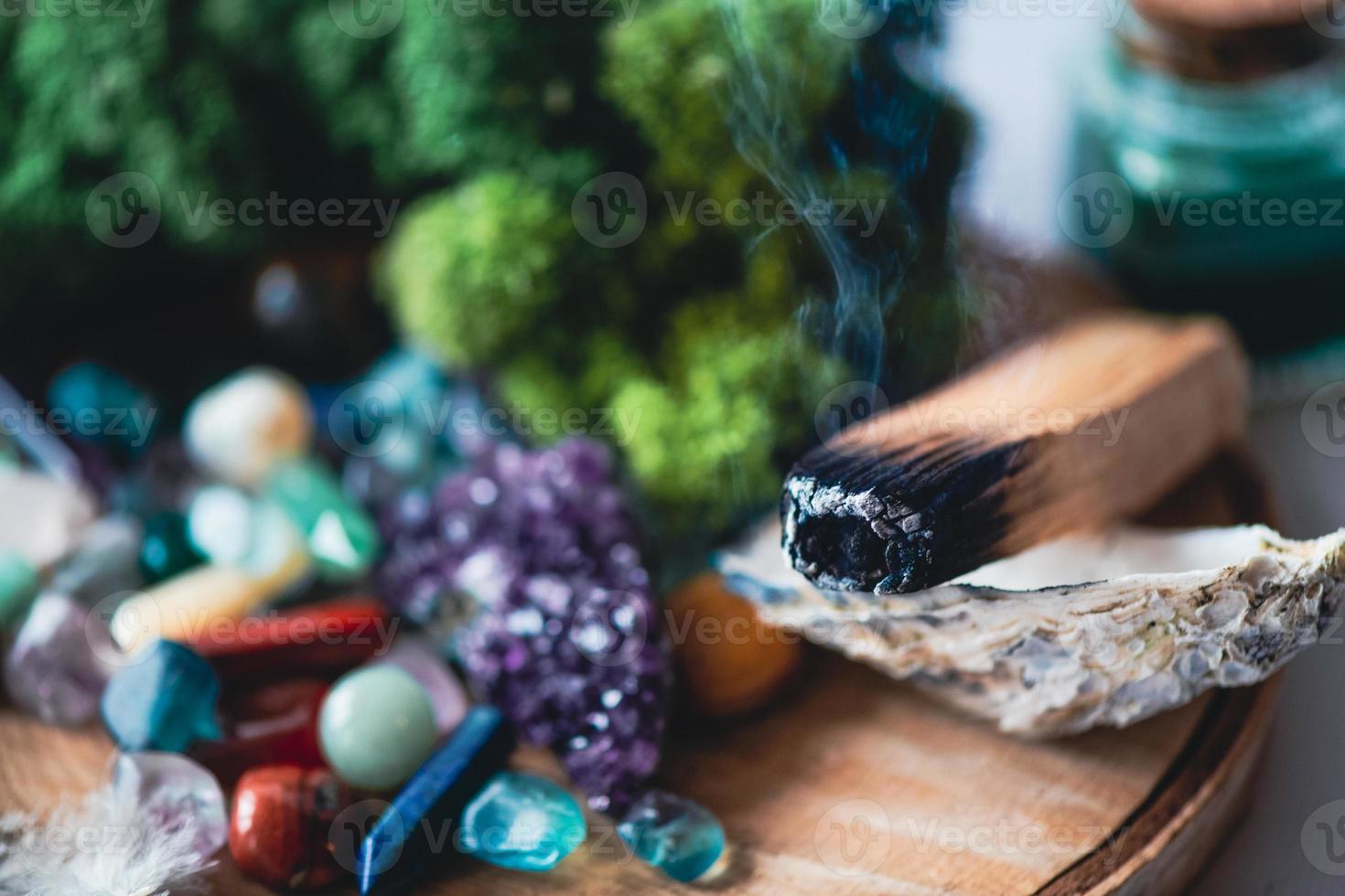 Various  crystals for healing, magical practices, minerals for esoteric spiritual practice, Healing Crystal Ritual, Witchcraft, Relax Chakra. Feng Shui, reiki therapy concept, spiritual force human photo