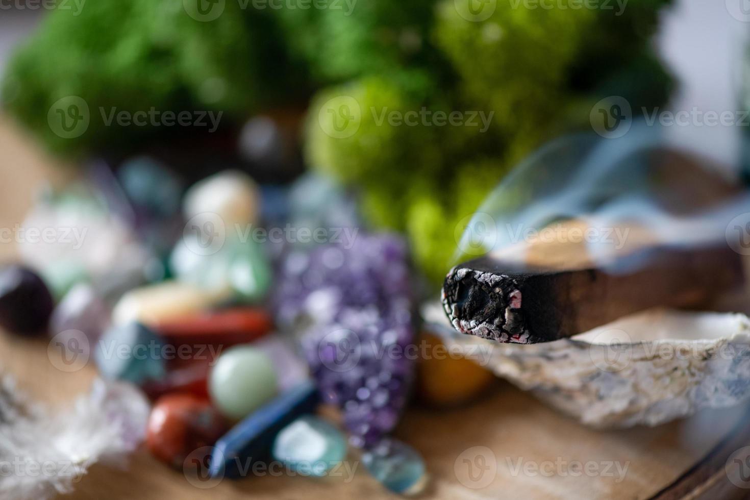 Various  crystals for healing, magical practices, minerals for esoteric spiritual practice, Healing Crystal Ritual, Witchcraft, Relax Chakra. Feng Shui, reiki therapy concept, spiritual force human photo