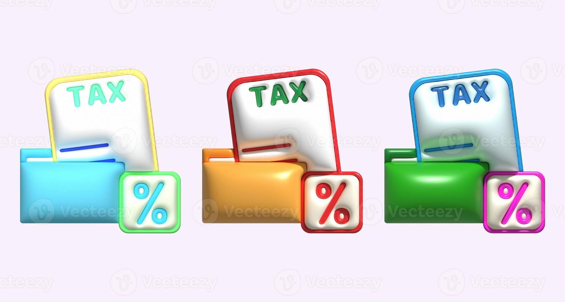 ilustración 3d. impuesto información. ingresos datos colección en archivos. foto