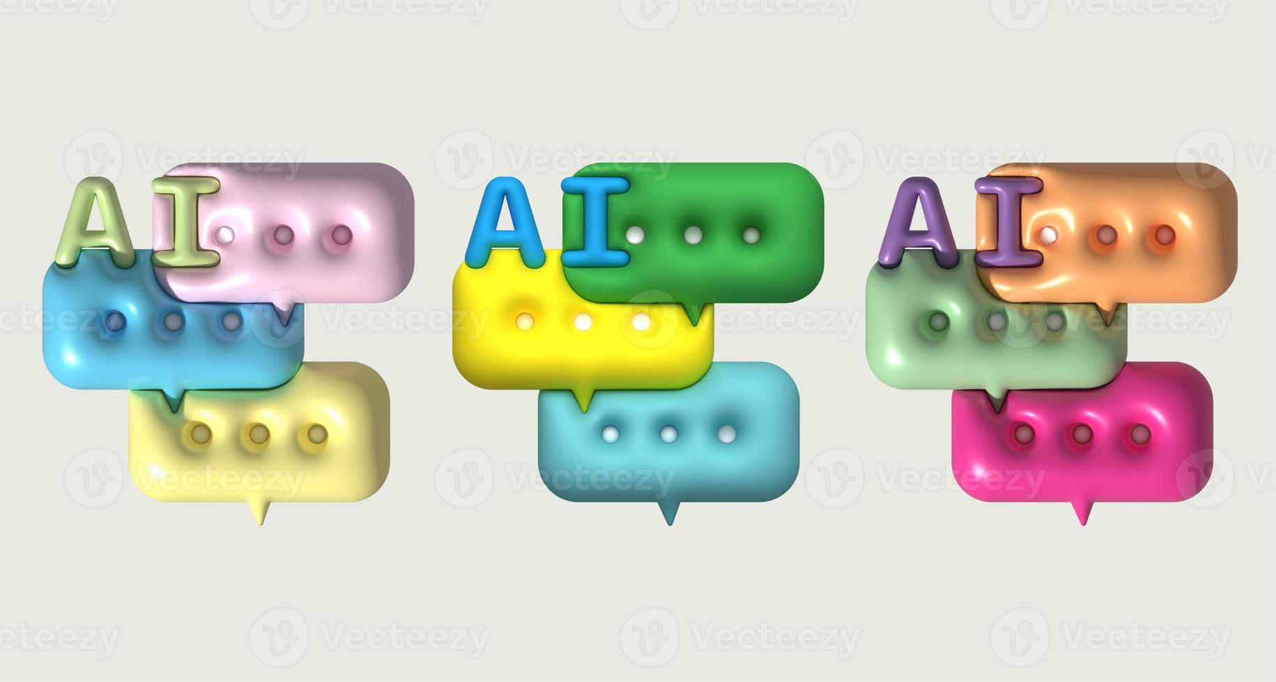 illustration 3D  chat symbol icon talking to AI robot photo