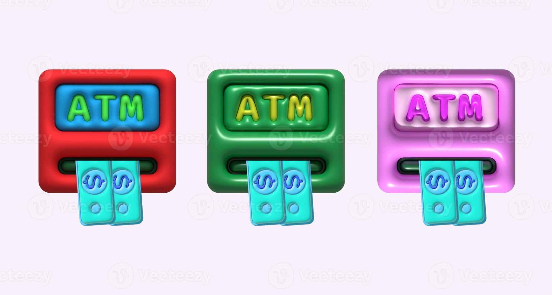 illustration 3D ATM machine with dollars coming out photo