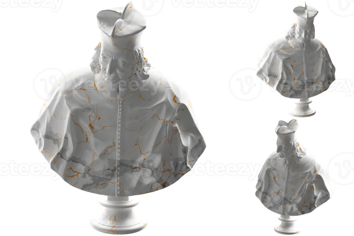 Renaissance statue with white marble and gold accents. Perfect for apparel, album covers, and online promotion png