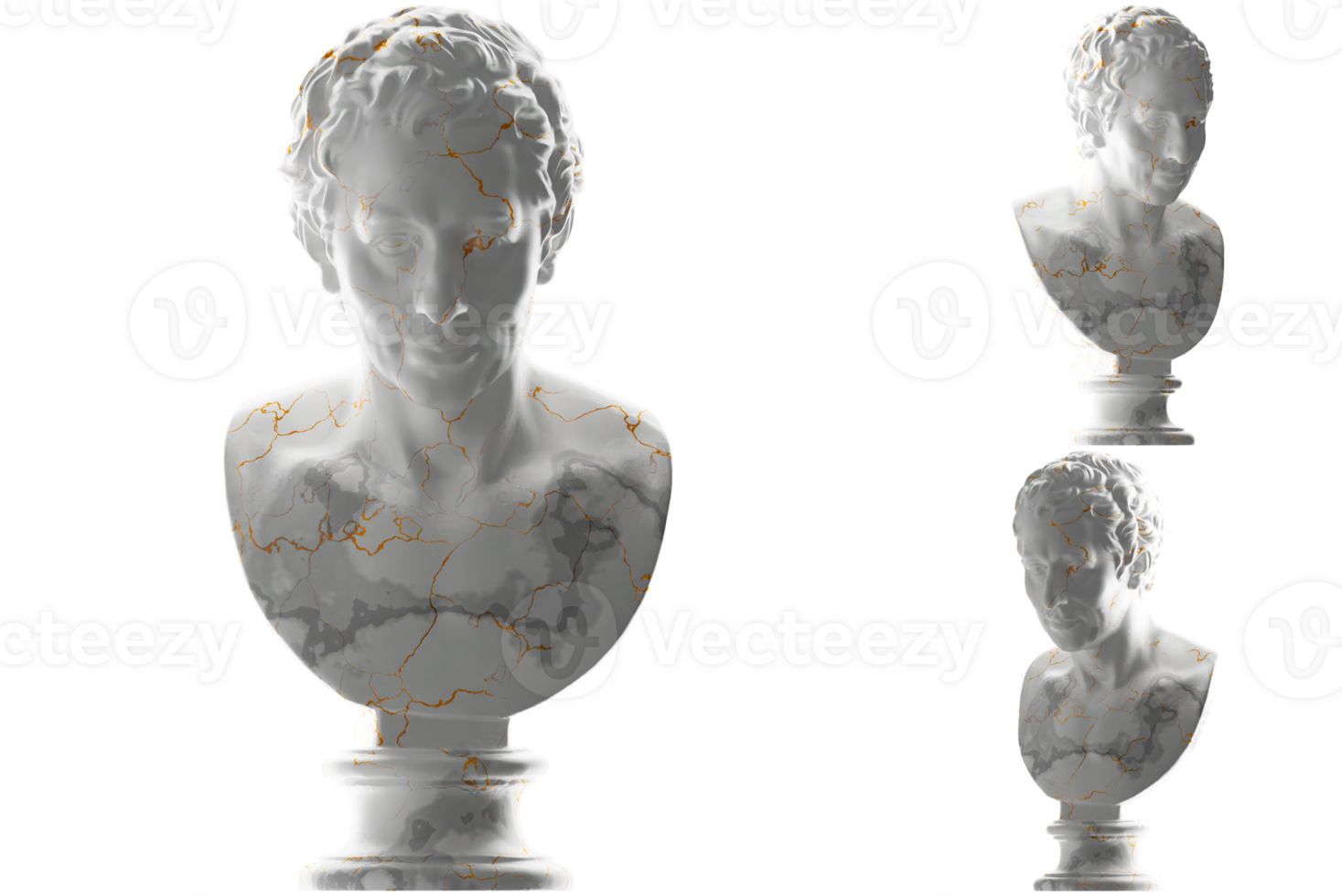 elegant 3D render of JJ Winckelmann statue in white gold marble. Perfect for apparel, album covers, png