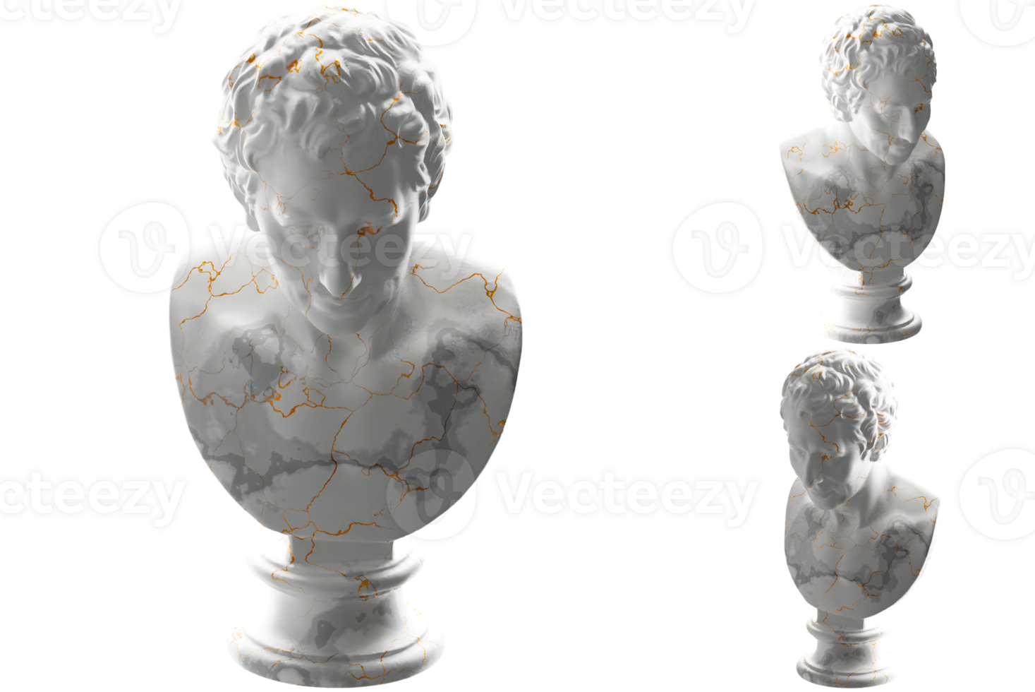 elegant 3D render of JJ Winckelmann statue in white gold marble. Perfect for apparel, album covers, png