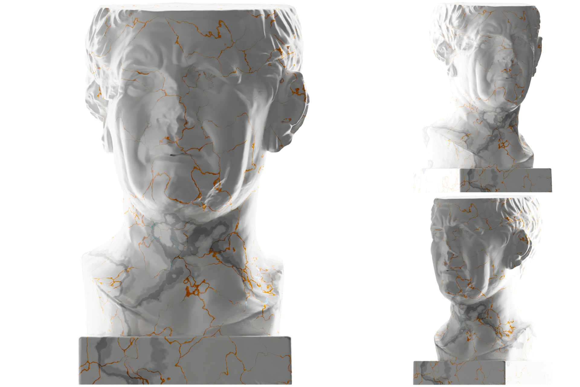 Free Elegant Roman statue in gold and marble Perfect for home decor