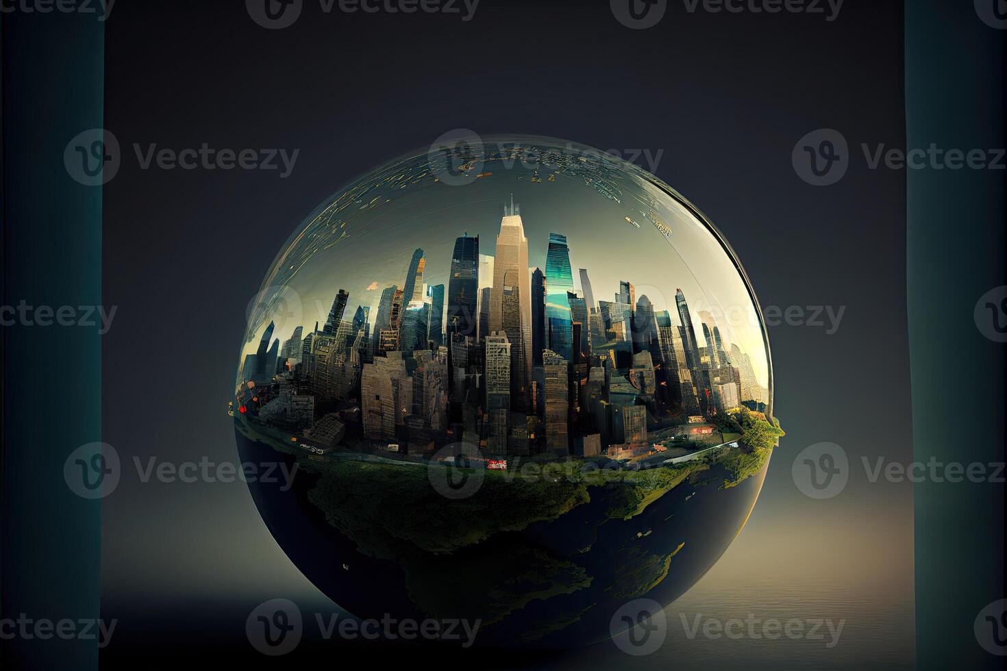 The city grows on the globe photo