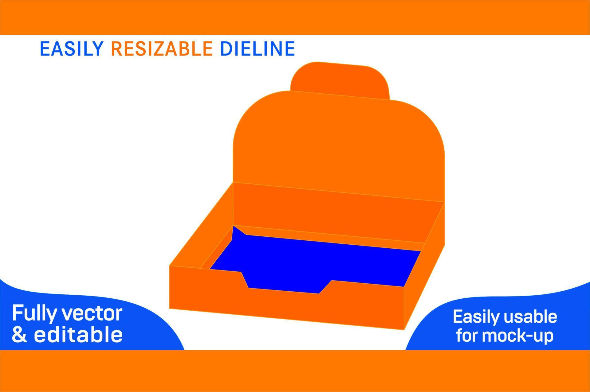 Cardboard counter display box dieline template and 3D box design 3D box 22724340 Vector Art at