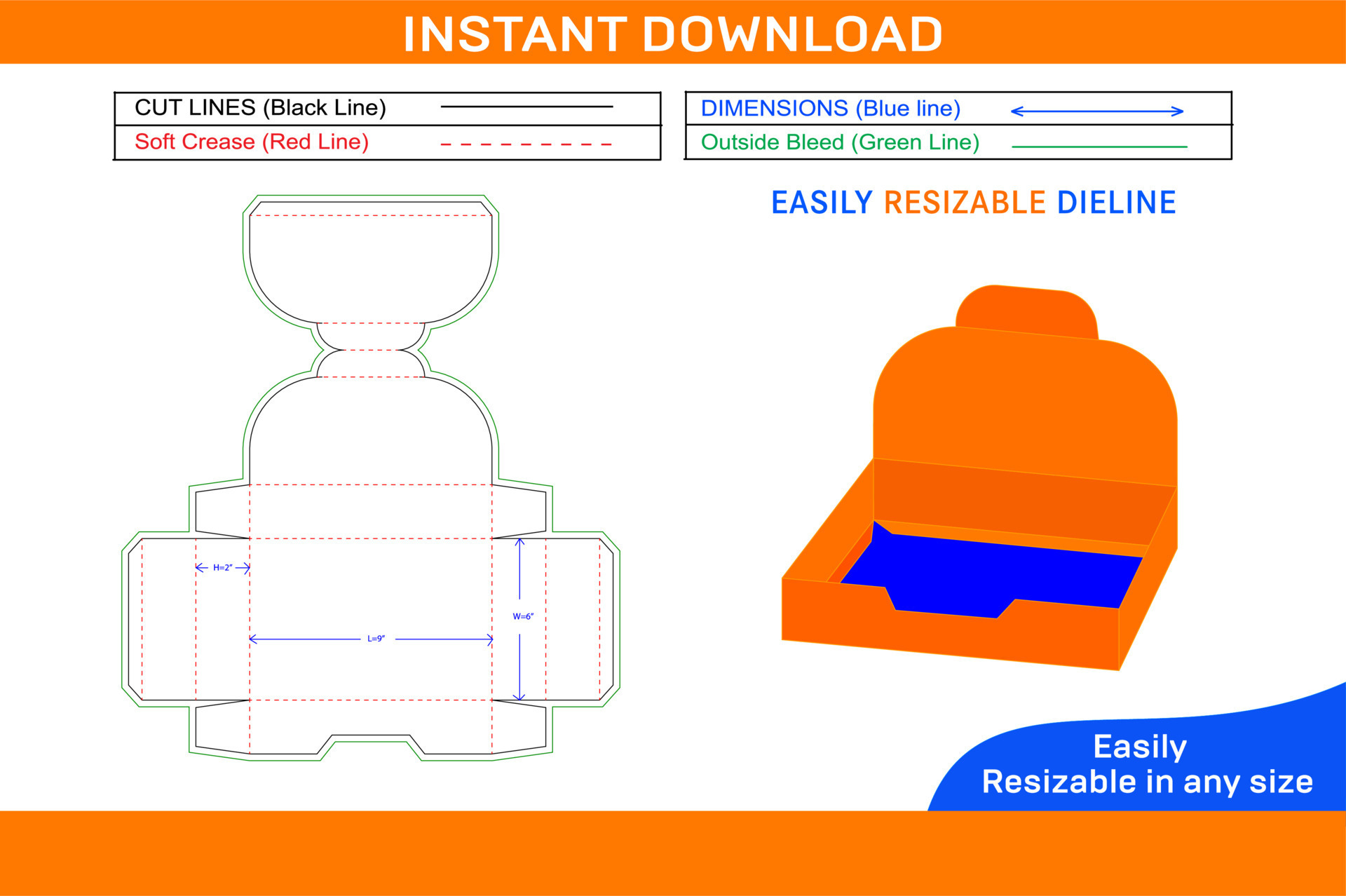 Cardboard counter display box dieline template and 3D box design 1