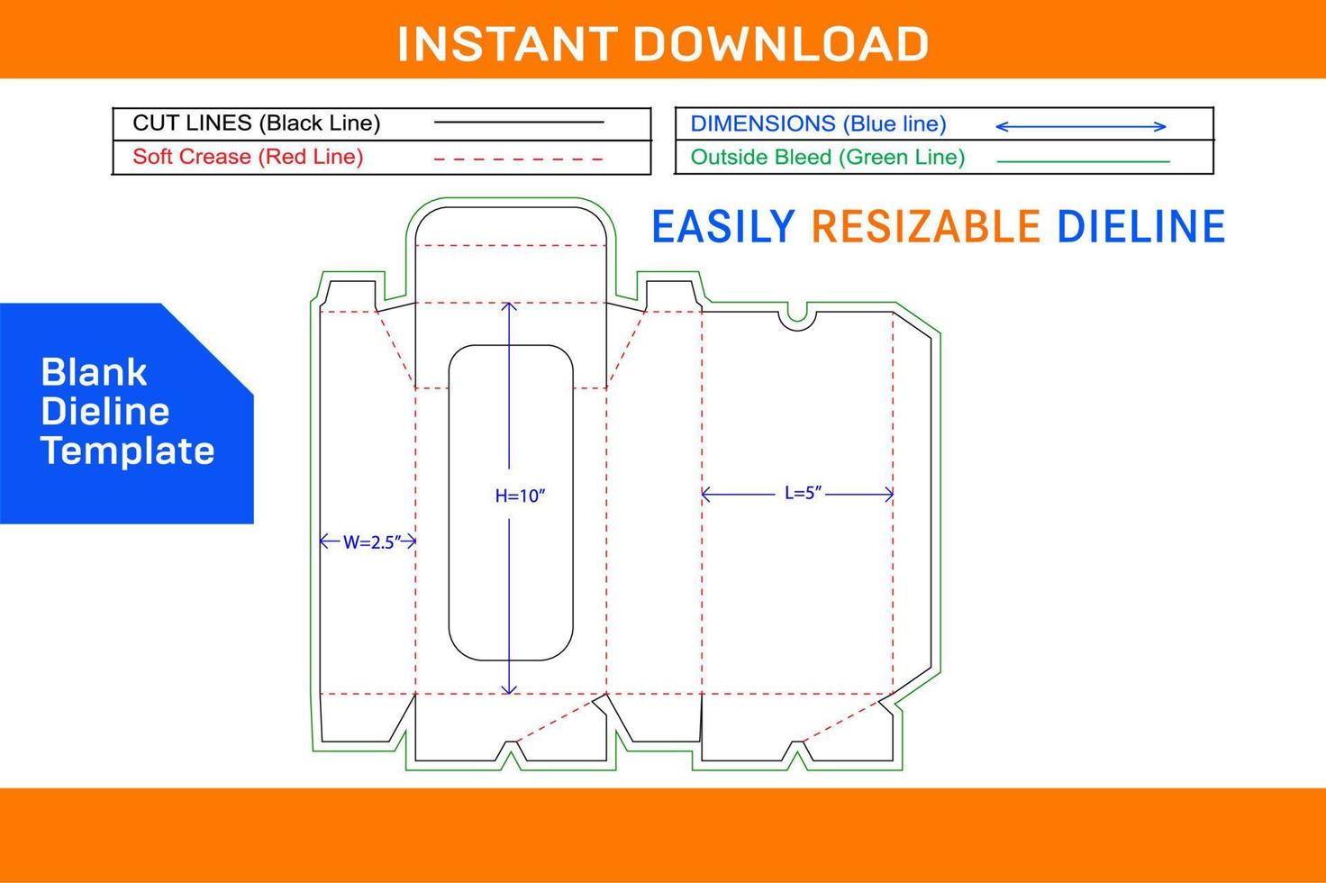 Chamfer box for toy dieline template and 3d box design Blank dieline template vector