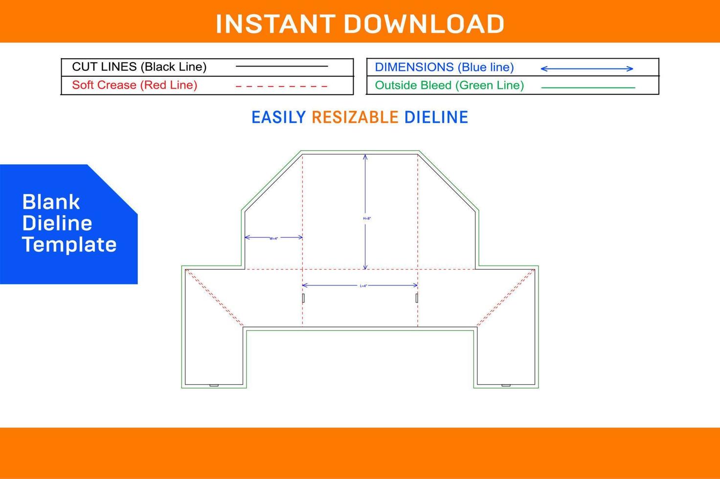 Tim holtz splat packaging box dieline template and 3D box design Blank dieline template vector