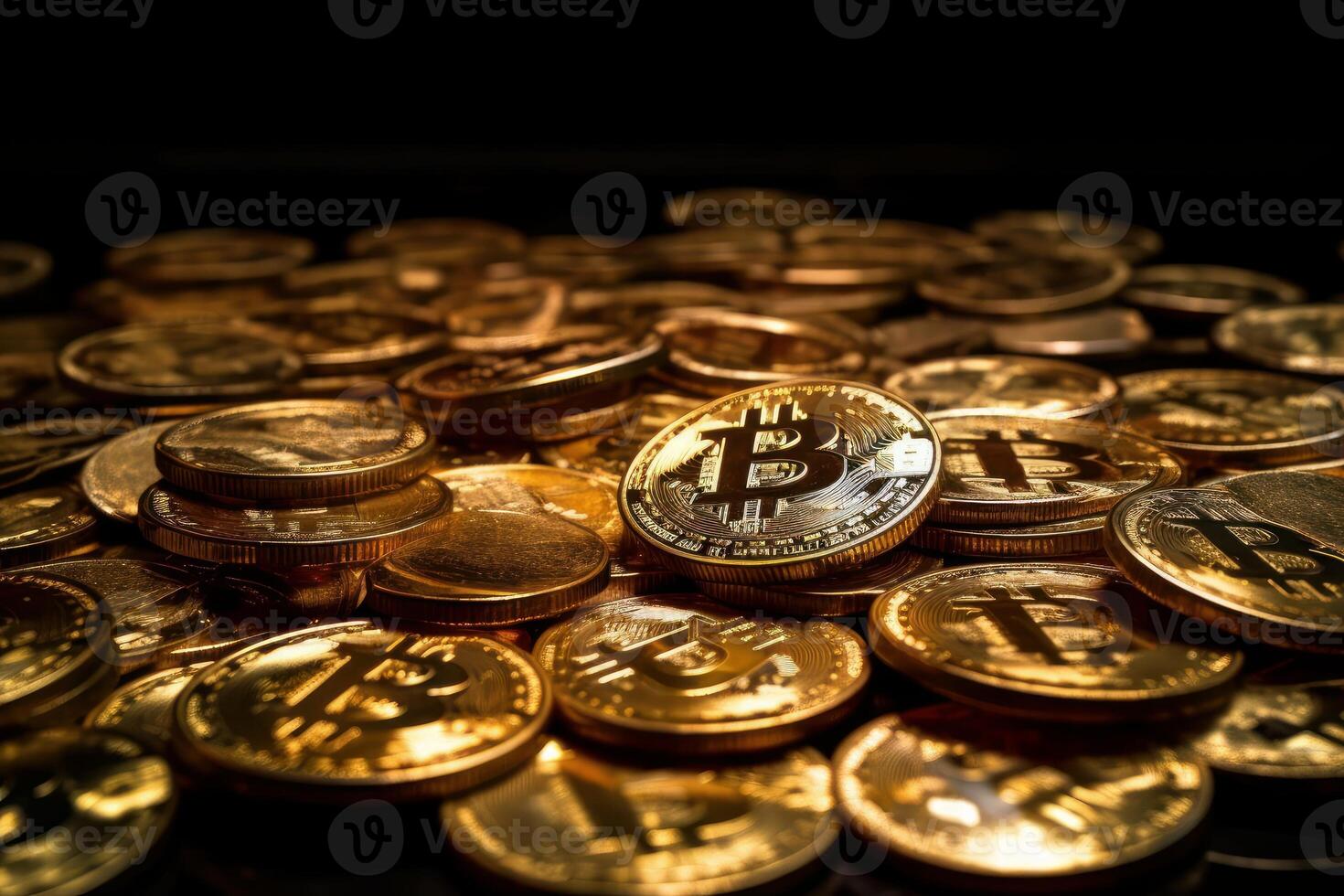 Crypto currency golden bitcoin background, Financial investment concept. photo