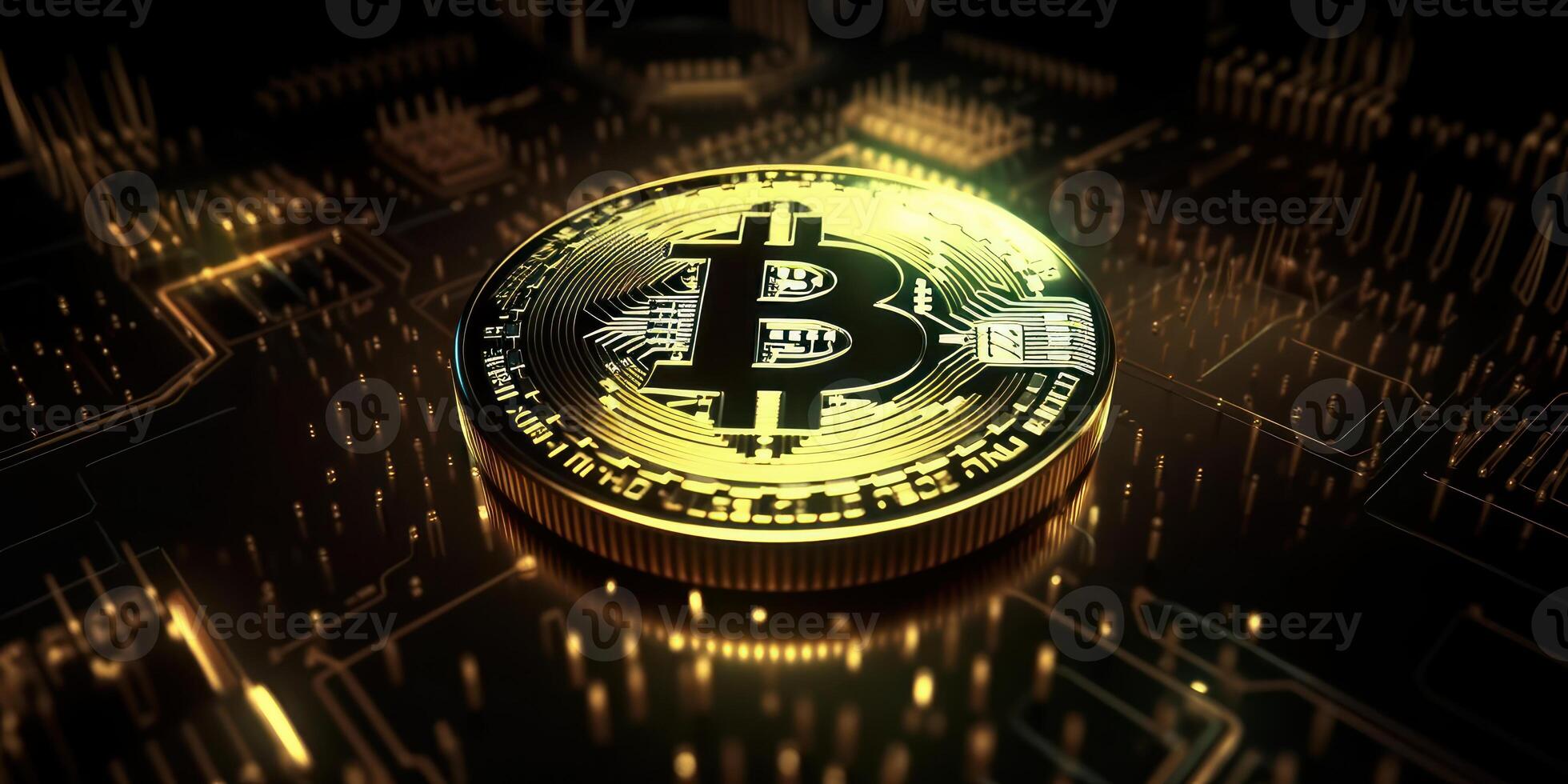 Crypto currency golden bitcoin background, Financial investment concept. photo