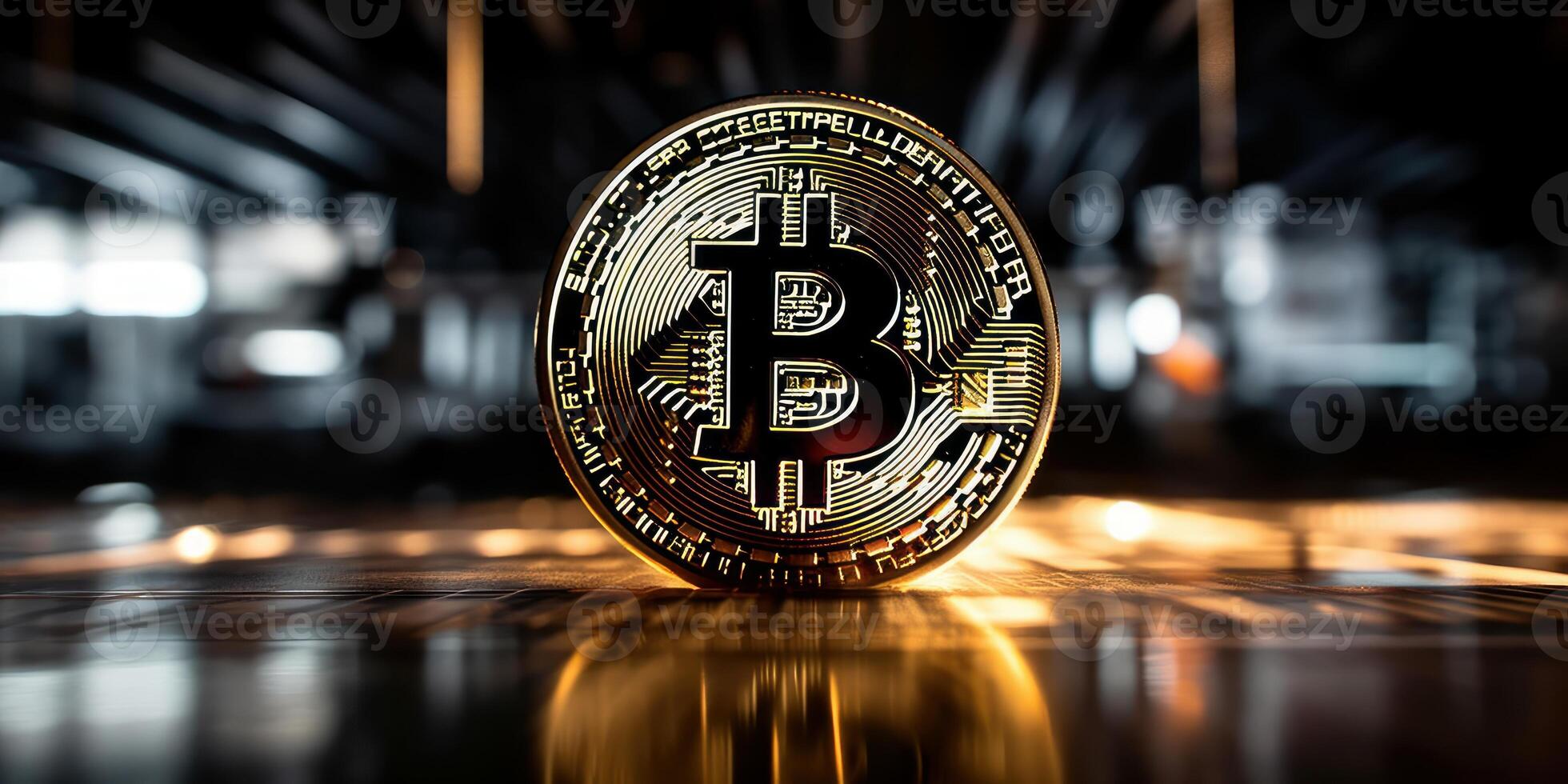 Crypto currency golden bitcoin background, Financial investment concept. photo
