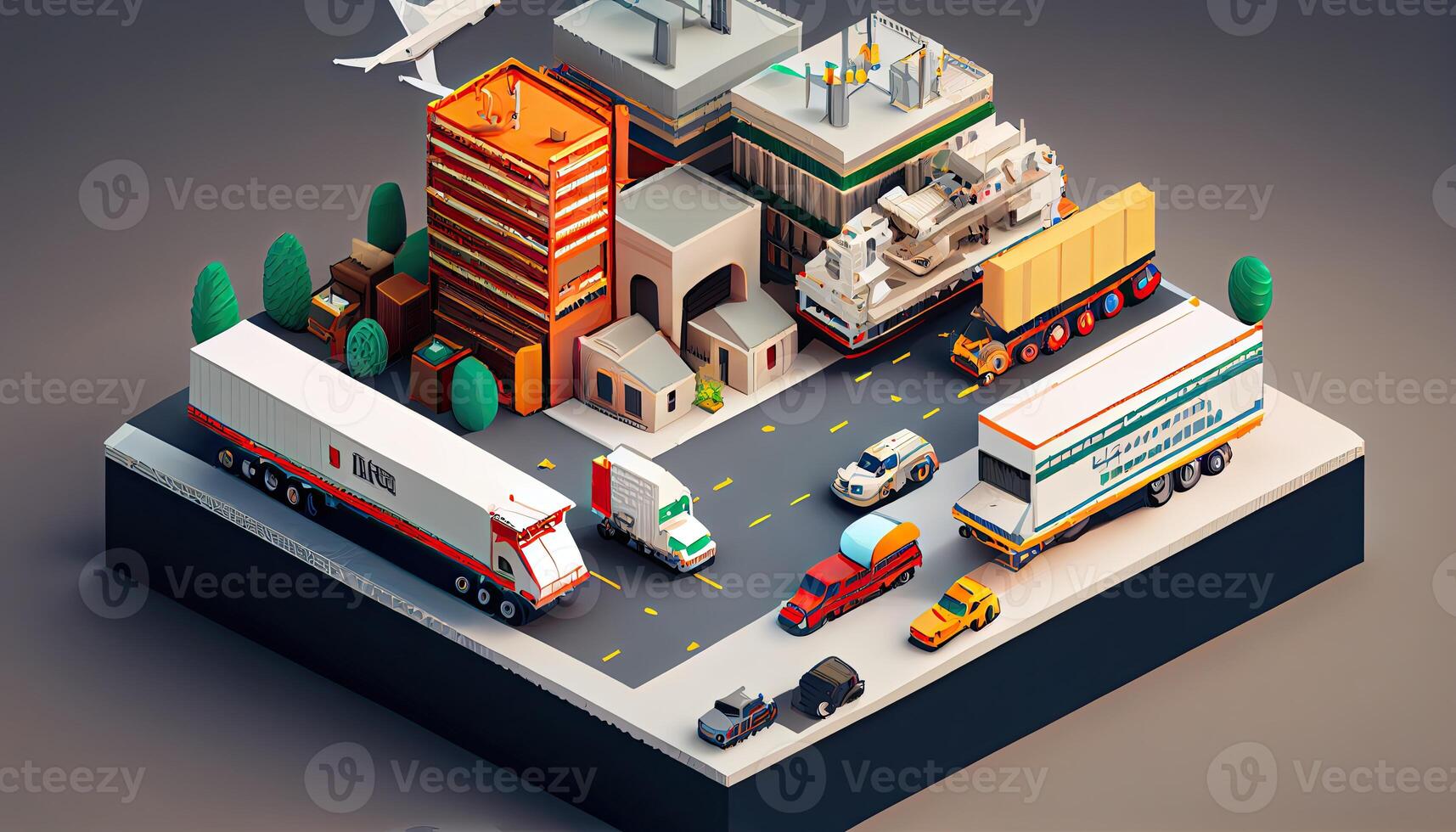 Isometric diorama of a logistic and transportation concept photo