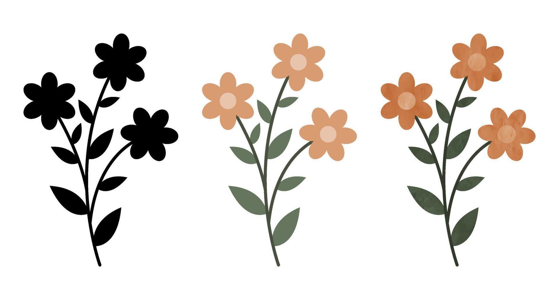 Colorful floral collection. Set flowers flat design. vector