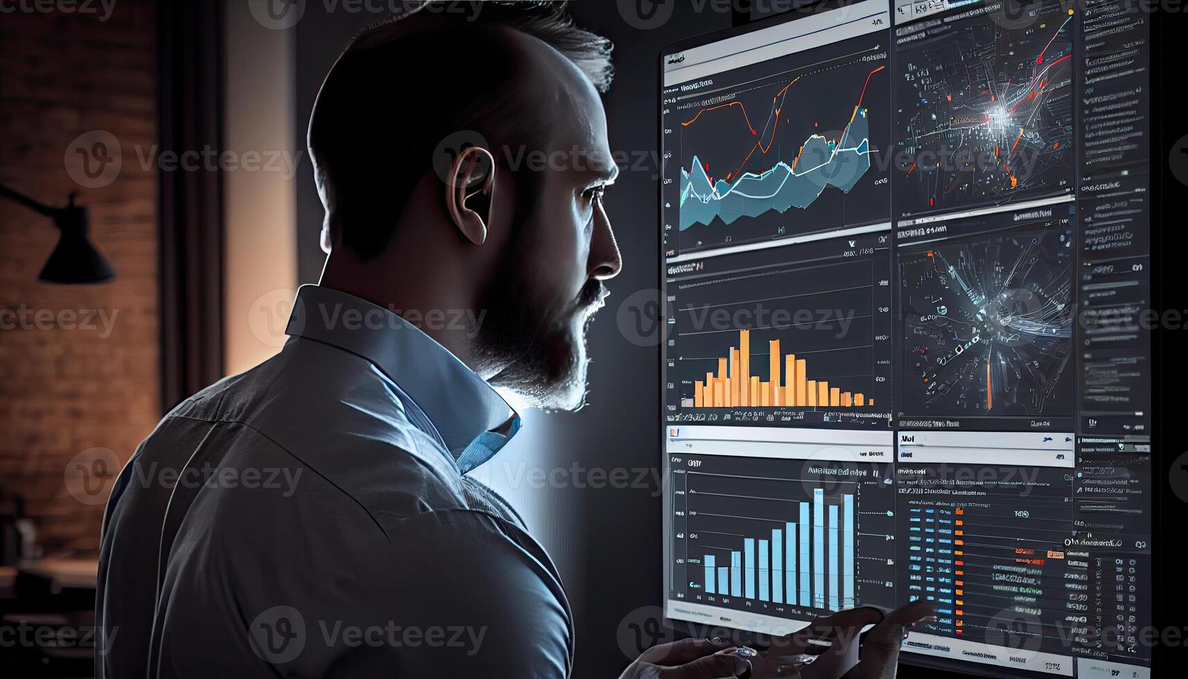 Analyst working on business analytics dashboard photo