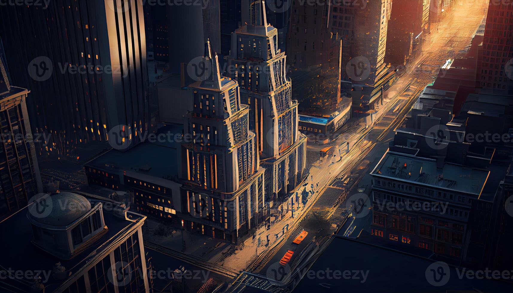 moderno ciudad a noche generado ai foto