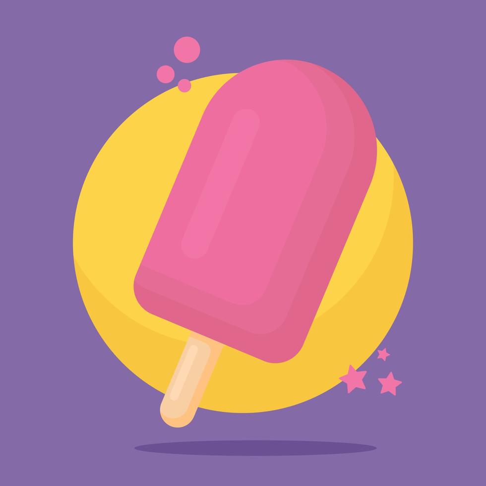 Strawberry, pink fruit ice, ice cream with strawberry flavor with sprinkles vector