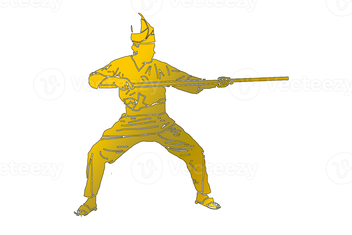man practice silat with rattan stick - had element gold png