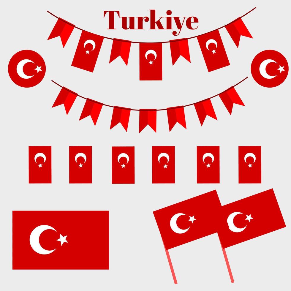flag of Turkiye, national symbol of Tukiye vector
