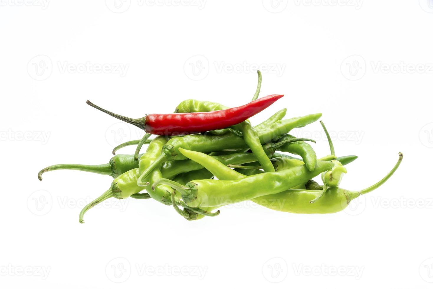 Green chili pepper isolated on white photo