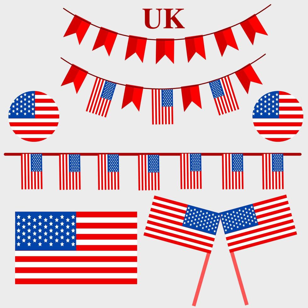 American flag. uk flag country flag. united kingdom flag vector