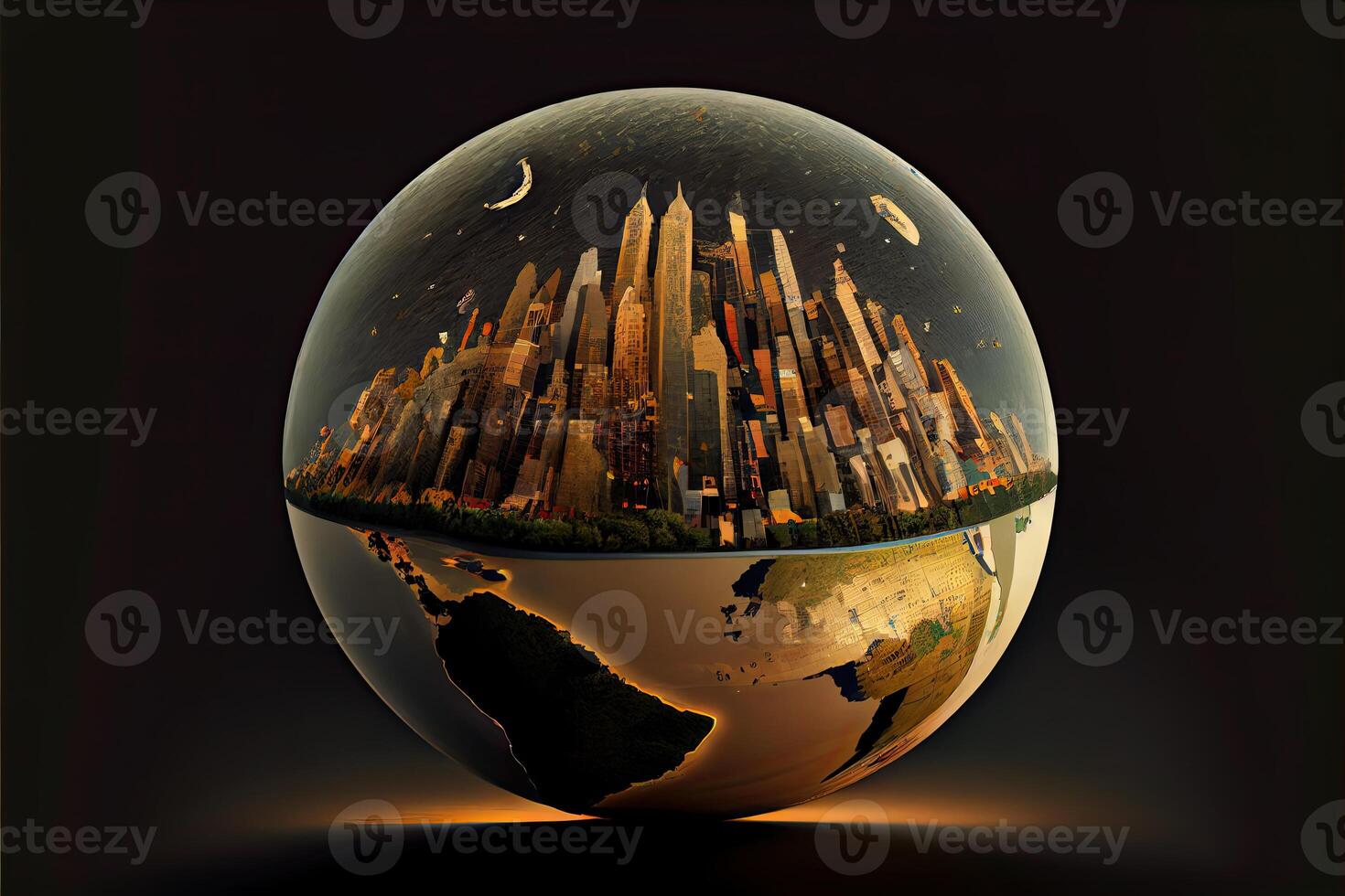 The city grows on the globe photo