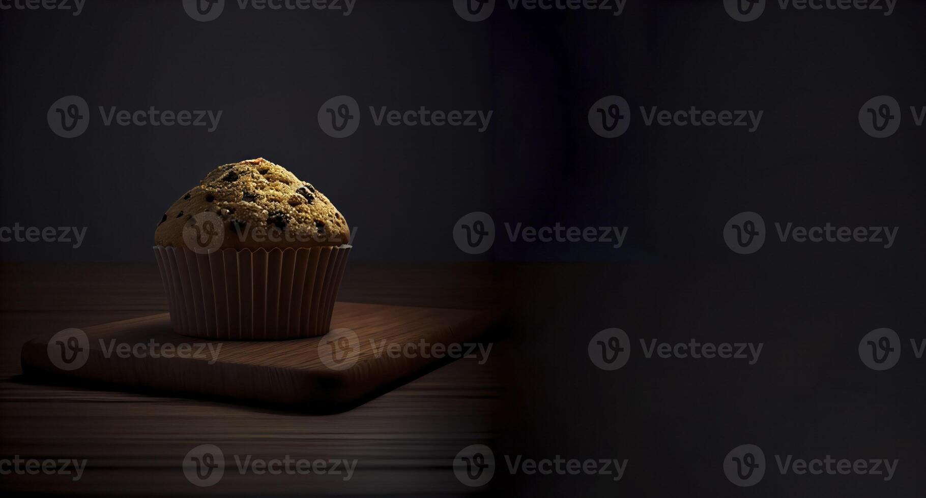 muffin in the wooden board realistic product showcase for food photography photo