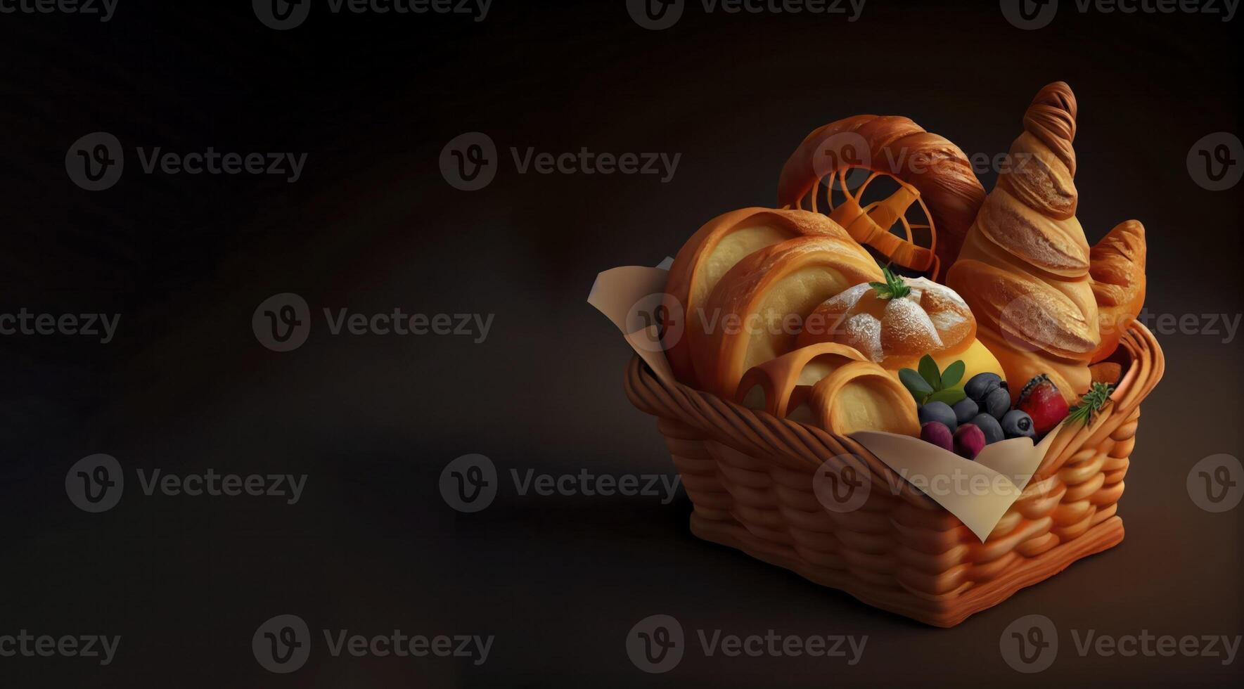 bakery's in the basket realistic product showcase for food photography photo