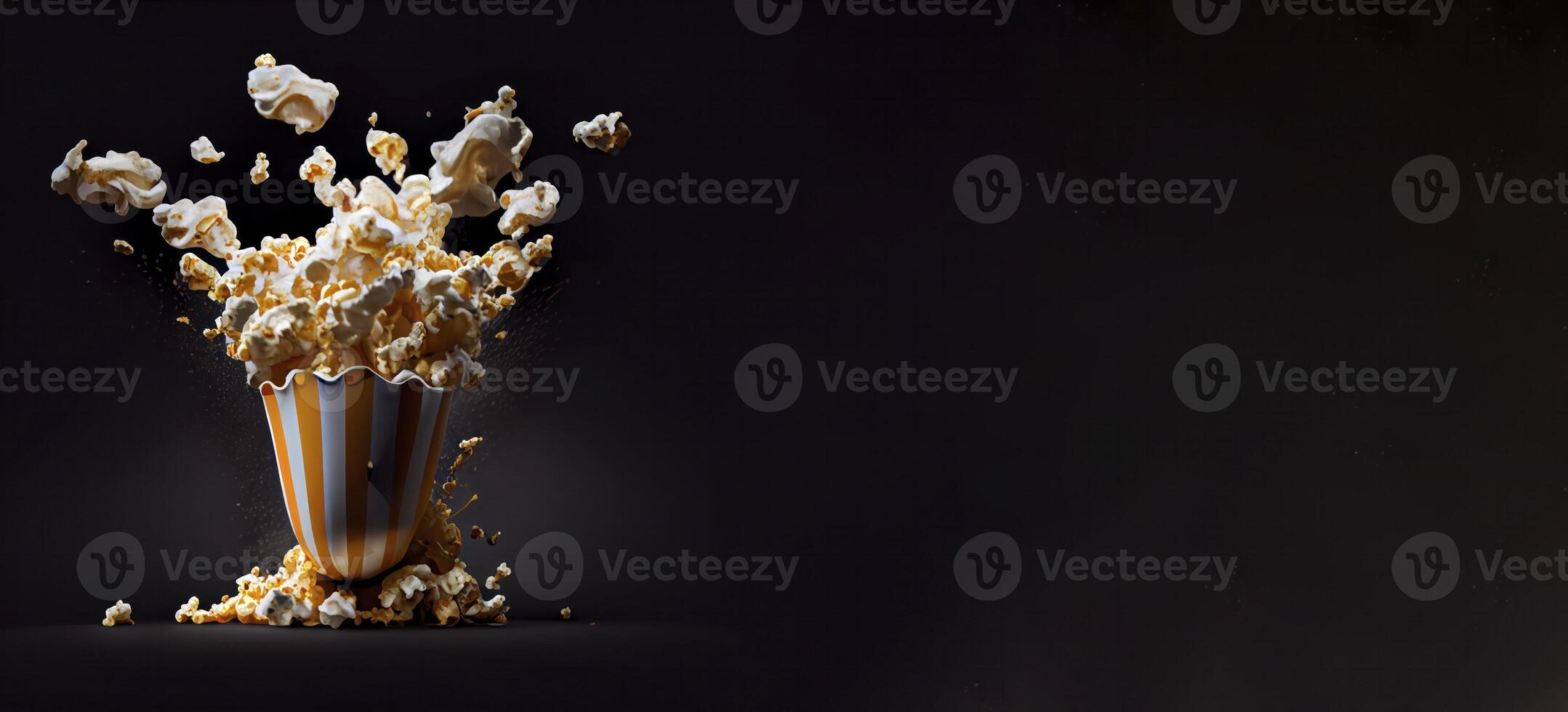 flying popcorn realistic product showcase for food photography photo