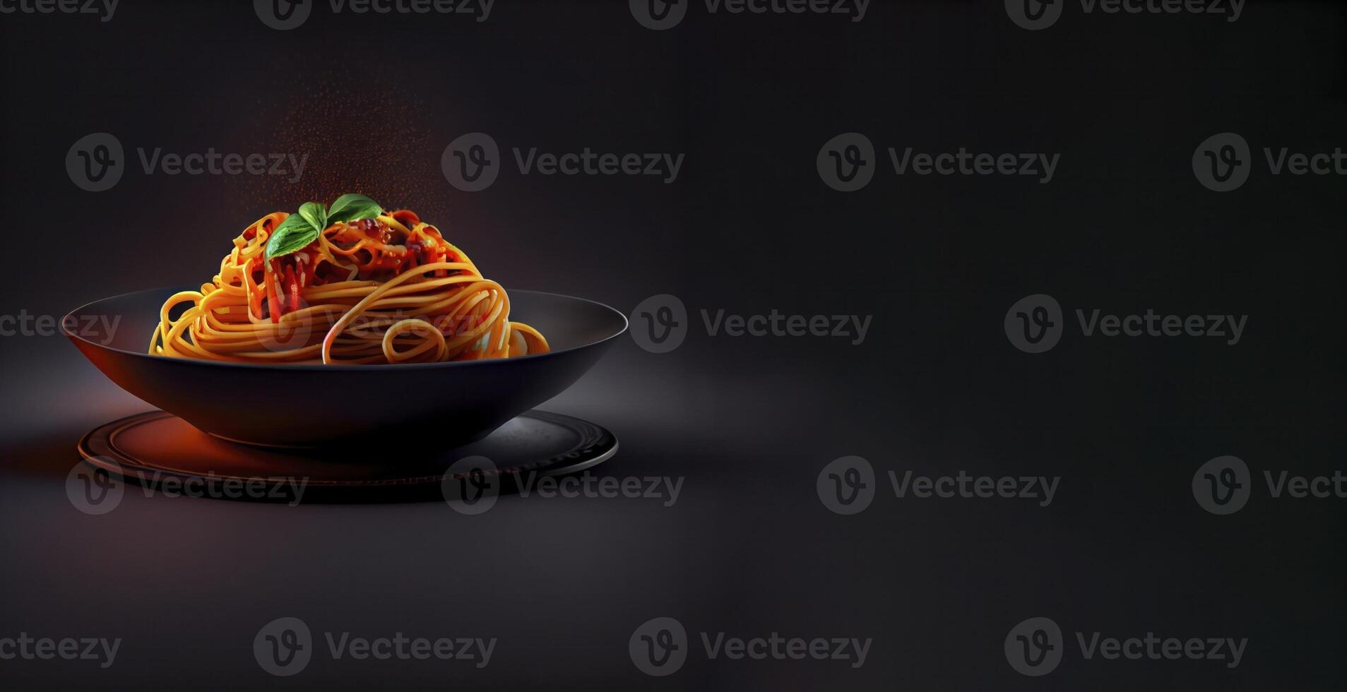 spaghetti in the solid plate realistic product showcase for food photography photo