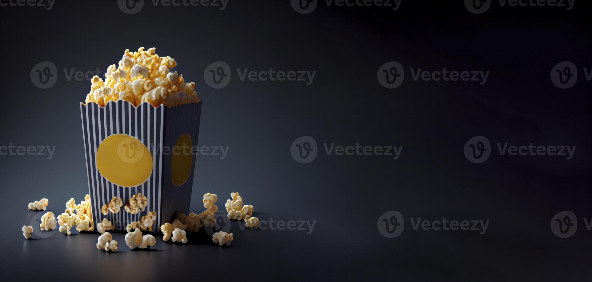 flying popcorn realistic product showcase for food photography photo