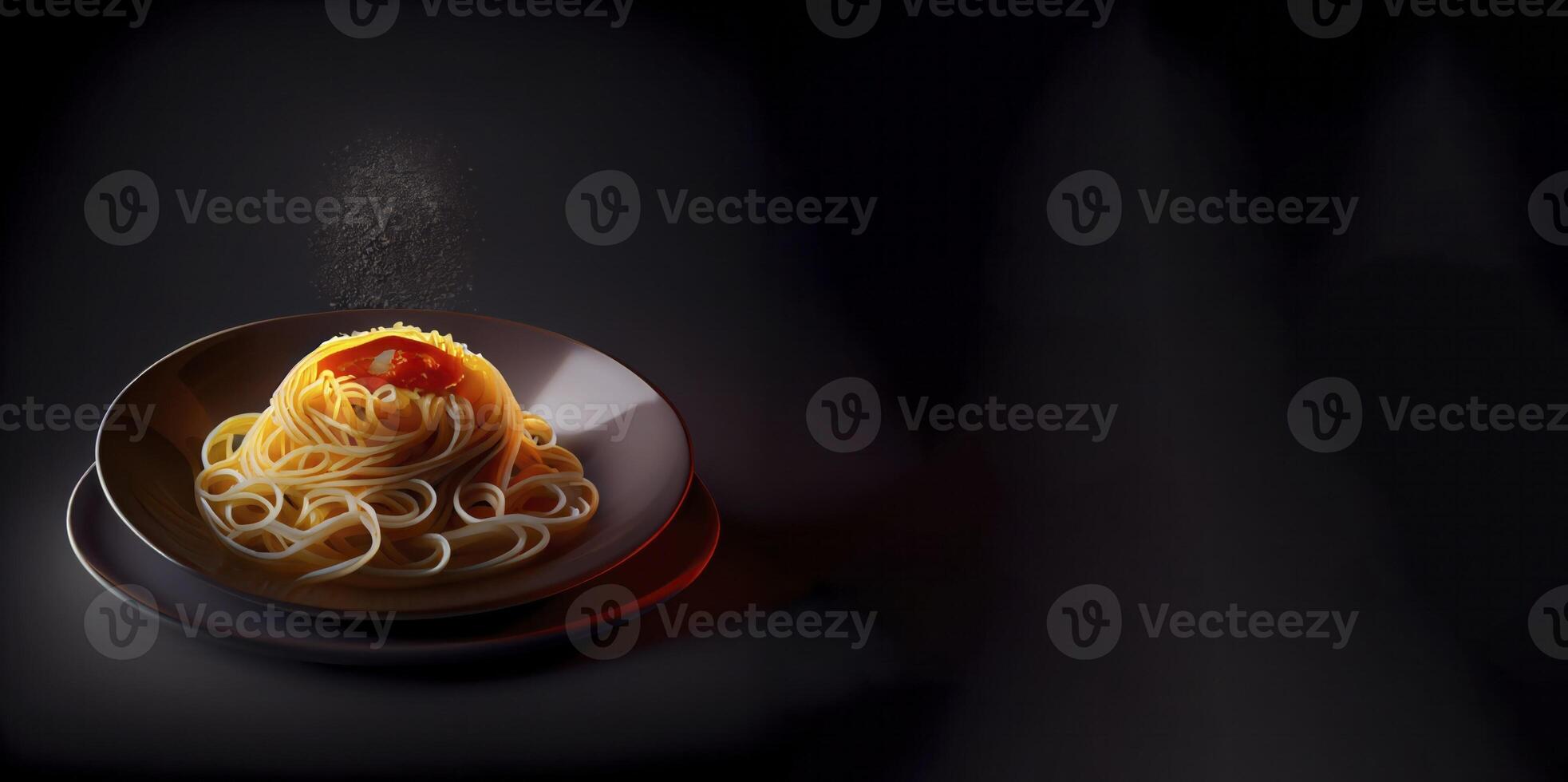 spaghetti in the solid plate realistic product showcase for food photography photo