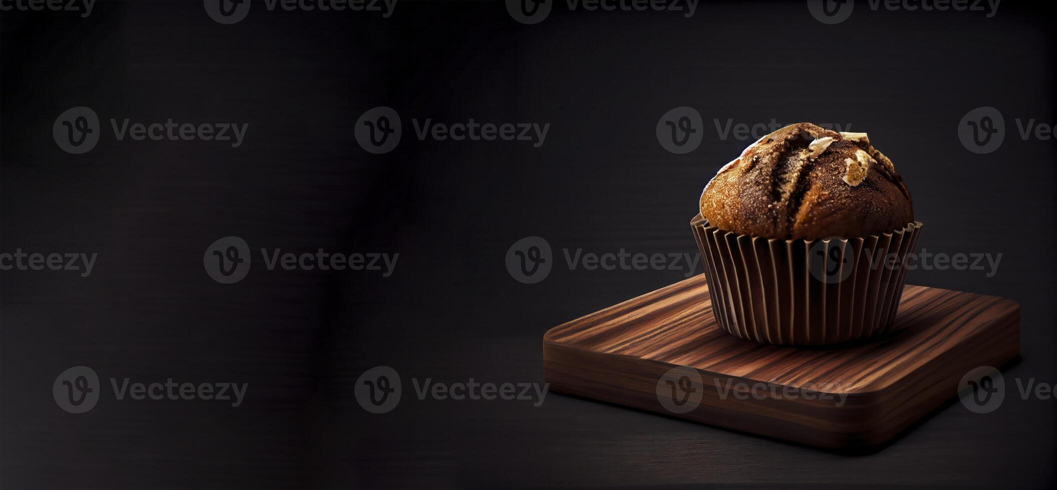 muffin in the wooden board realistic product showcase for food photography photo