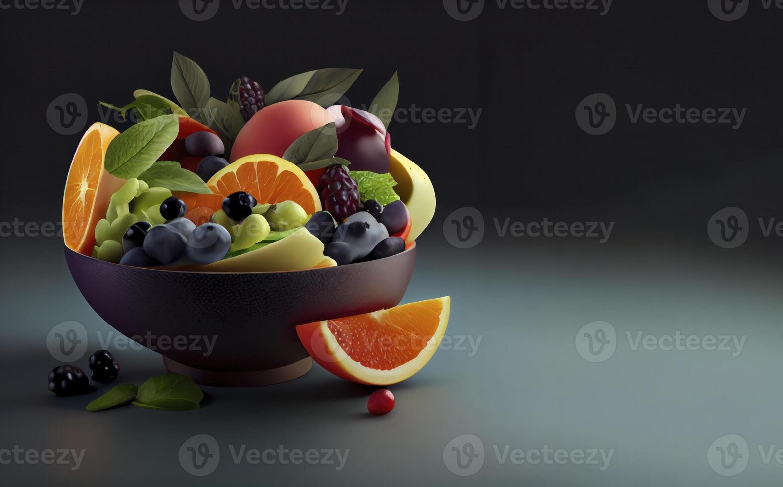 fruits salad realistic product showcase for food photography photo