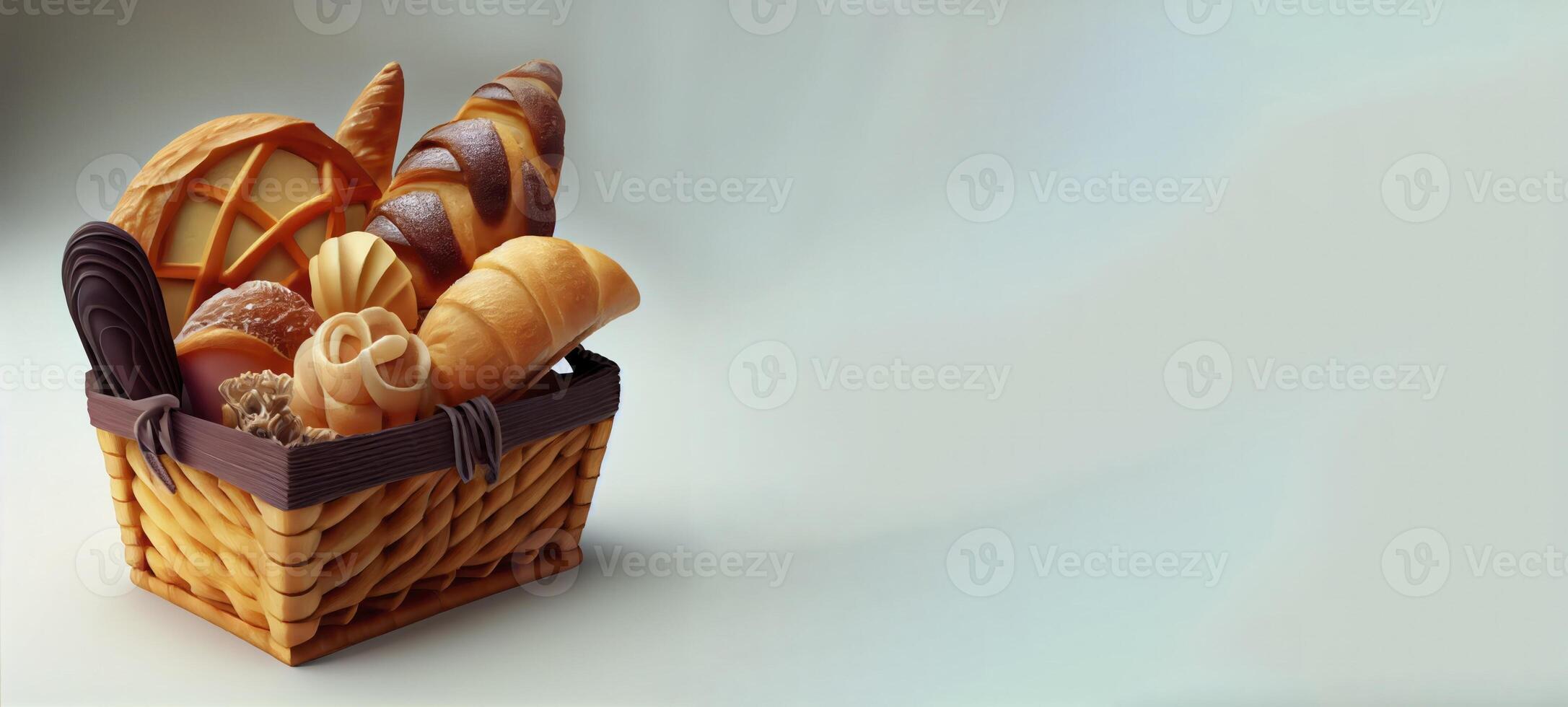 bakery's in the basket realistic product showcase for food photography photo