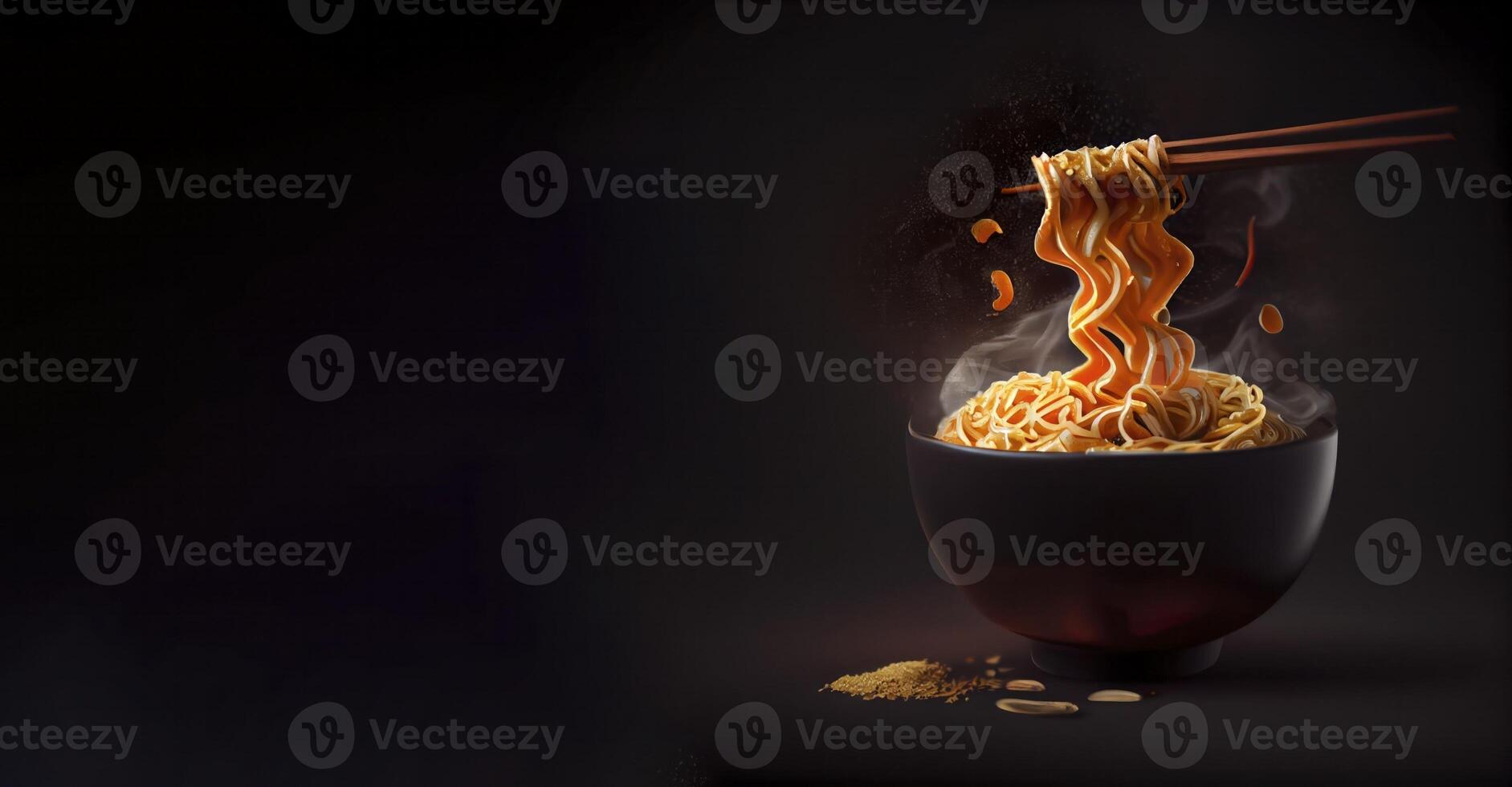 ramen korean-japanese food in the bowl realisti product showcase for food photography photo