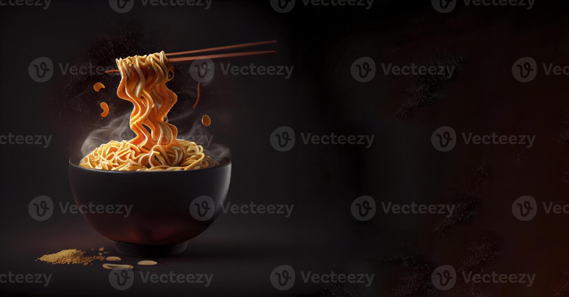 ramen korean-japanese food in the bowl realisti product showcase for food photography photo